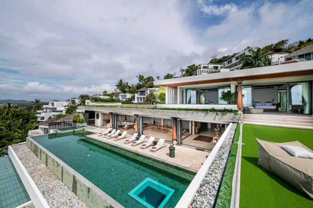 Ultra-luxury 11-bedroom villa with infinity pool and panoramic sea views near Surin Beach, Phuket.