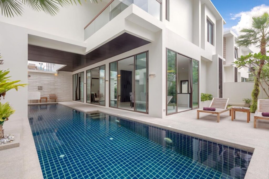 Modern 2-bedroom pool villa with gym and terrace for sale near Kamala Beach, Phuket