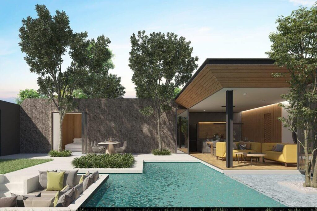 2-bedroom off-plan villa in Nai Thon with sunken pool deck and garden