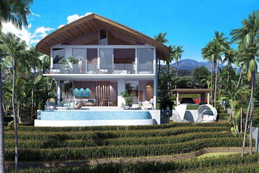 3-bedroom tropical-style villa with sunken pool deck for sale near Kamala Beach, Phuket