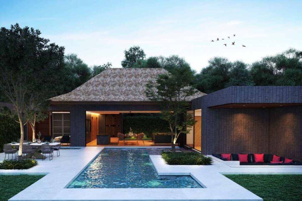 3-bedroom tropical-style pool villa with folding glass doors for sale near Nai Yang Beach, Phuket