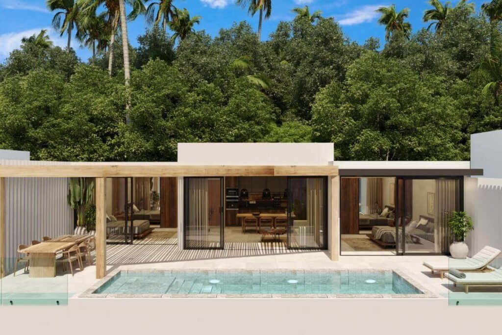 New 2-bedroom boho-style villa in Phuket with private pool, glass walls, and modern tropical design