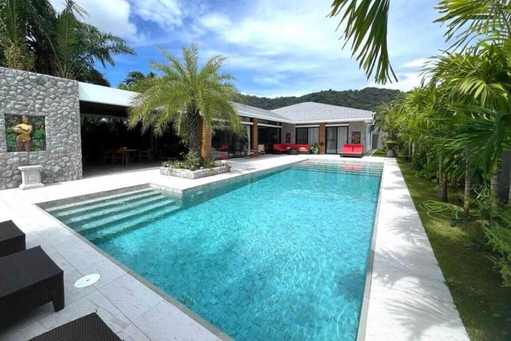3-bedroom modern villa with saltwater pool and garden for sale in Rawai, Phuket