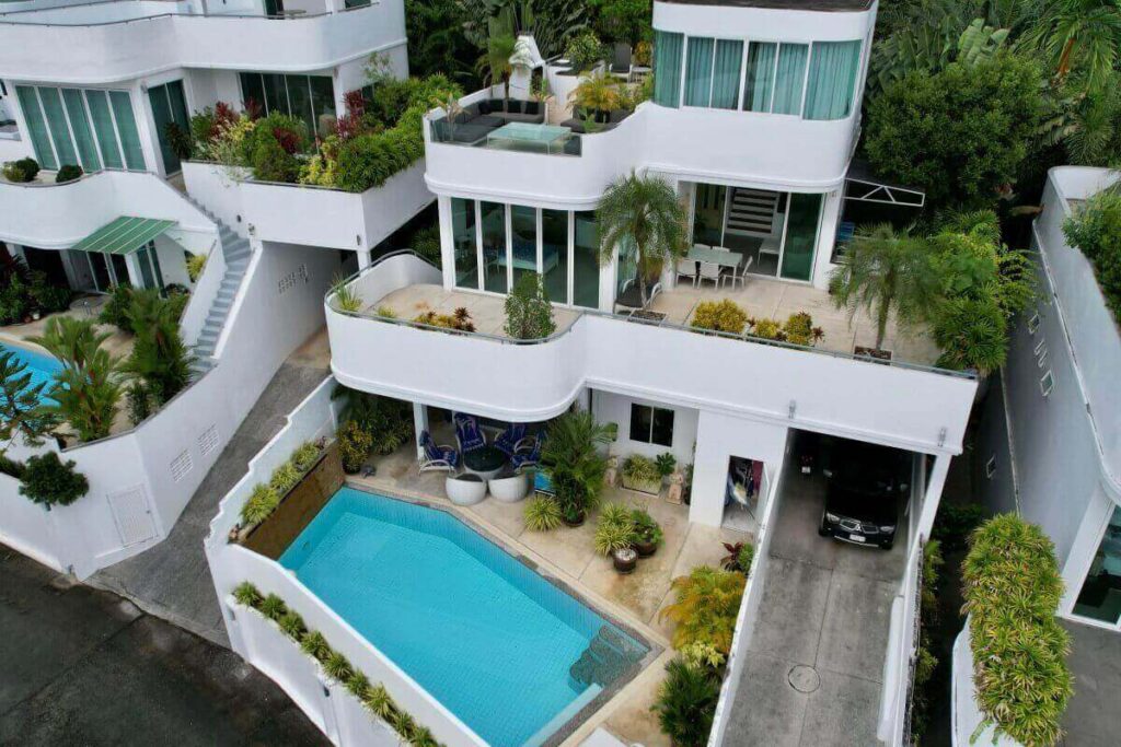 3-bedroom hillside villa with lift and sea views for sale in Chalong, Phuket