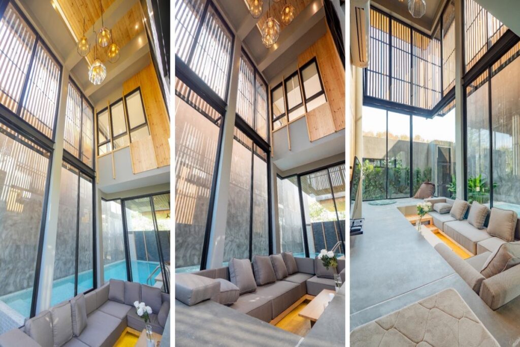 3-bedroom villa for sale in Cherng Talay, Phuket with sunken living room and indoor pool
