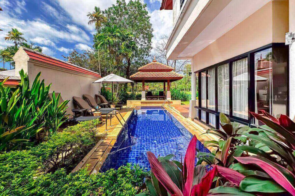 3-bedroom lagoon view villa with pool and resort access for sale in Laguna, Phuket