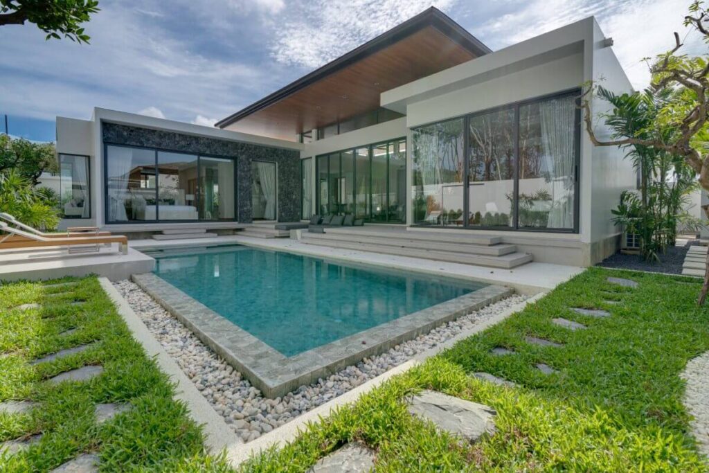 3-bedroom U-shaped pool villa for sale in Thalang, Phuket near UWC and Thanyapura