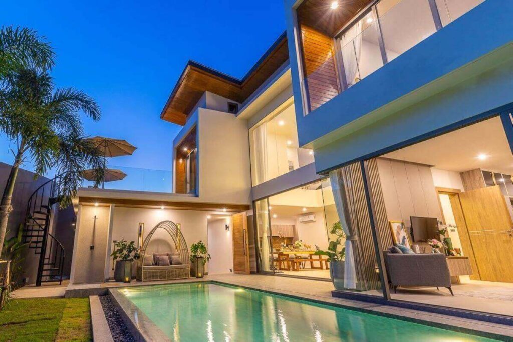 3-bedroom duplex-style villa with saltwater pool for sale near Bang Tao Beach, Cherng Talay, Phuket