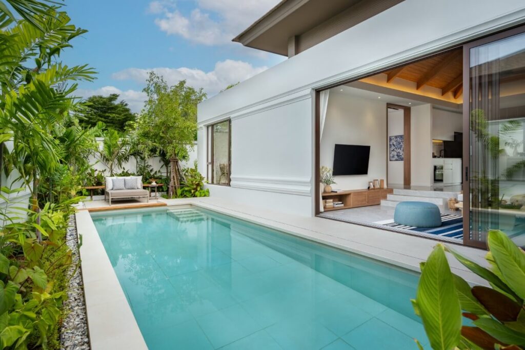3-bedroom garden view pool villa with garage for sale in Rawai, Phuket