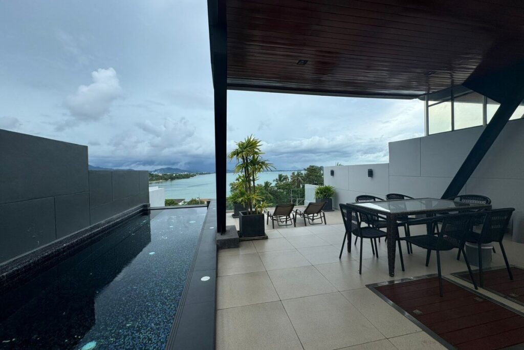 3-bedroom rooftop pool villa with sea views and glass-bottom pool for sale in Rawai, Phuket