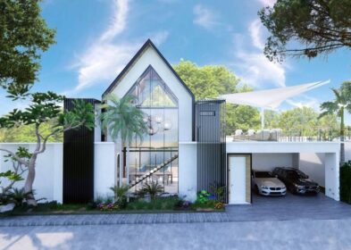 New 3-bedroom hillside villa with mezzanine and pool for sale near Kata Beach, Phuket