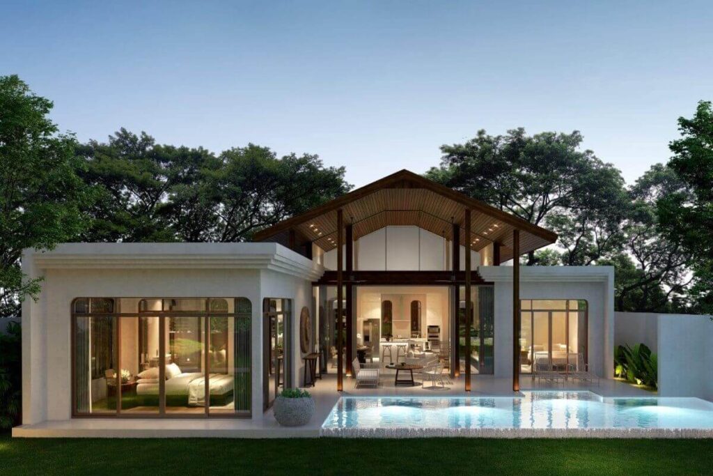 New 3-bedroom L-shaped villa with pool for sale in Thep Krasattri, Phuket – 273 sqm built-up, 342 sqm land