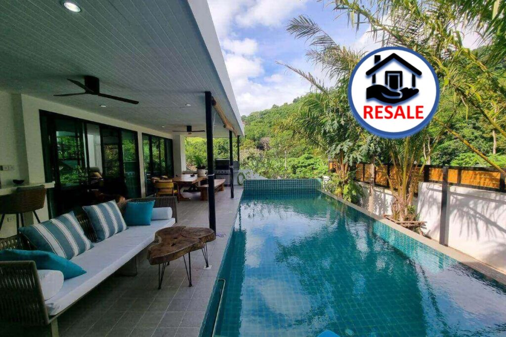 Modern 4-bedroom hillside villa with mountain views and pool for sale in Rawai, Phuket