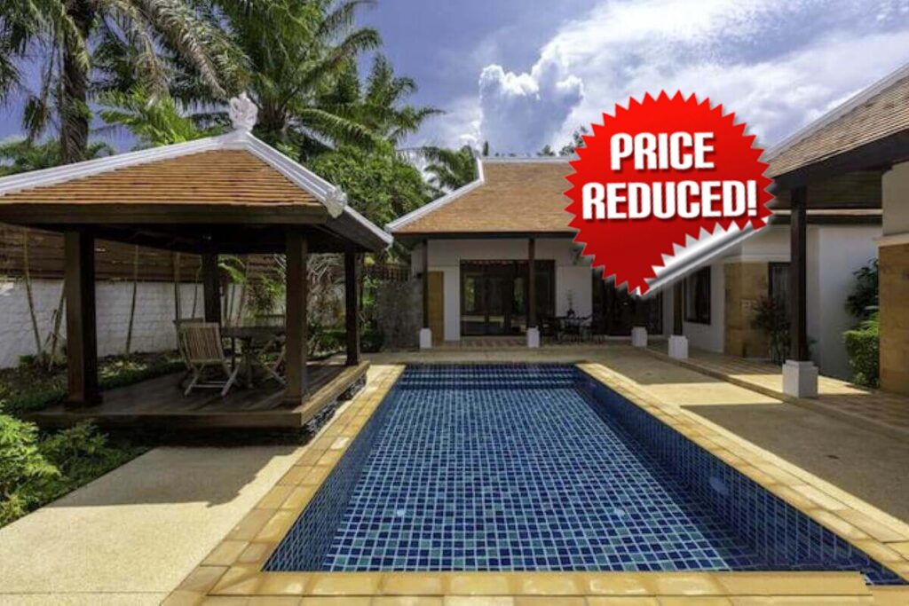 4-bedroom U-shaped renovated villa with pool and sala for sale near Laguna, Cherng Talay, Phuket