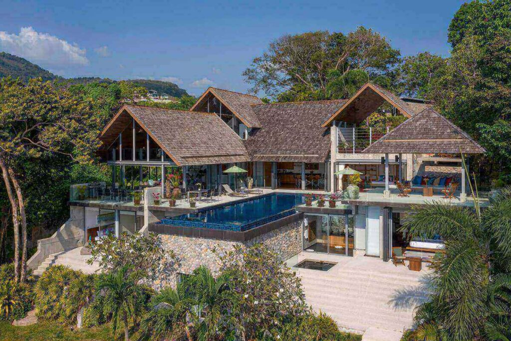 5-bedroom oceanfront villa in Kamala, Phuket, with infinity pool, sunset views, and authentic Thai-inspired design.