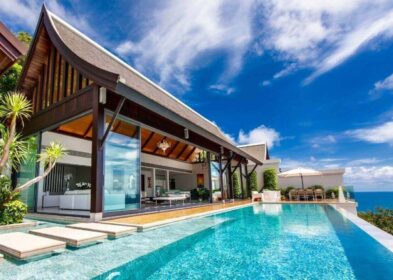 5-bedroom villa in Naithon, Phuket, with infinity pool, sea views, private gym, and luxury entertainment spaces.