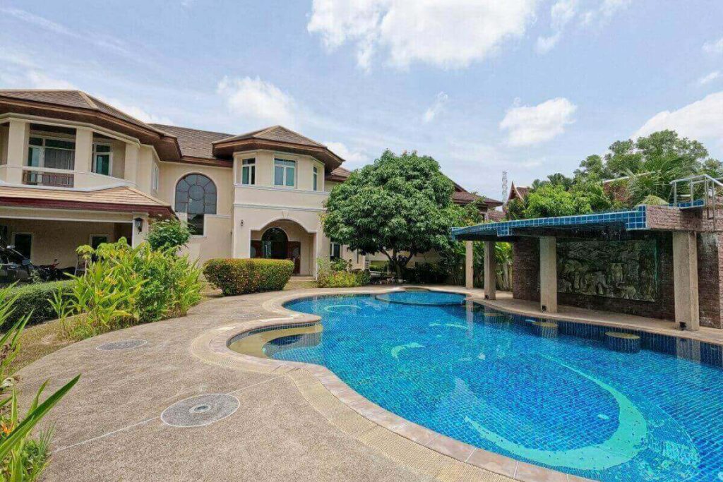 6-bedroom Spanish-style villa with waterfall pool and garden for sale in Kathu, Phuket