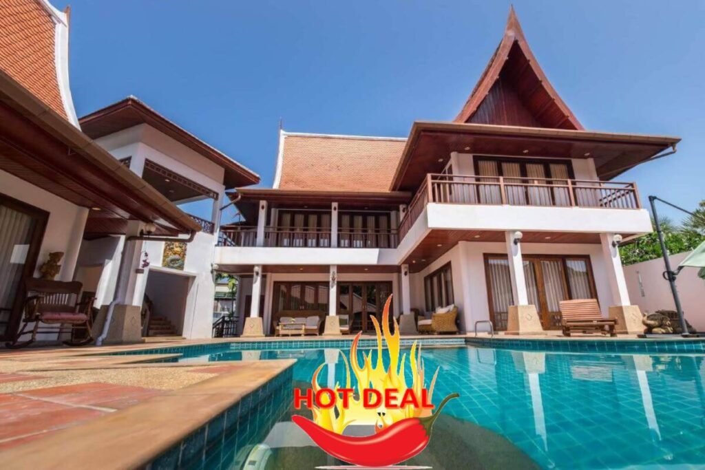 Thai-Balinese style 6-bedroom villa with pool, courtyard, and outdoor entertaining space for sale in Nai Harn, Phuket – 800 sqm land