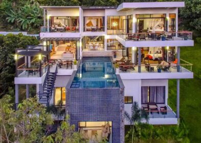 Luxury hillside villa in Bang Tao with panoramic sea views, private pool, and rooftop terrace