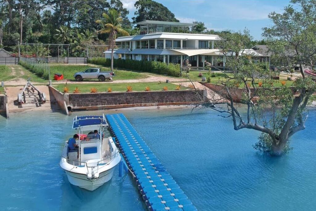 7-bedroom beachfront villa at Talaythong Shangrila with private beach, boat ramp, and sea views