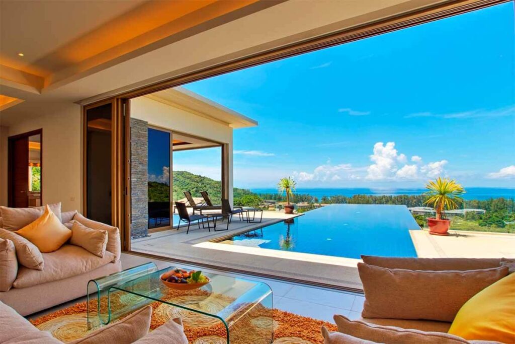 New 4-bedroom sea view villa near Nai Thon Beach with infinity pool and mountain views