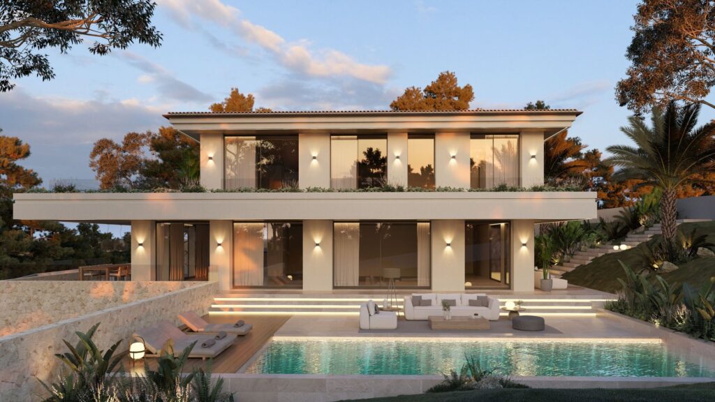 6-bedroom villa in Nova Santa Ponsa with project approval and mountain views