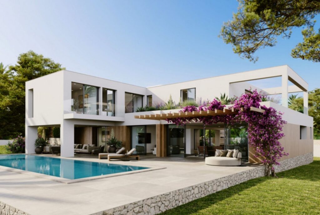 Newly built 5-bedroom villa with pool, lift, and large corner plot in Sol de Mallorca