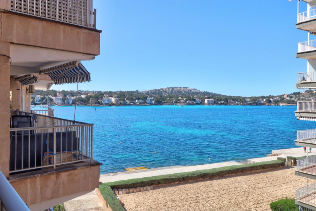 Sea view apartment terrace at Edificio Palmar II Santa Ponsa Mallorca