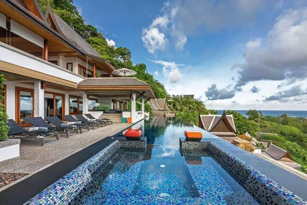 5-bedroom hilltop villa with 18m infinity pool and sea views for sale near Surin Beach, Phuket