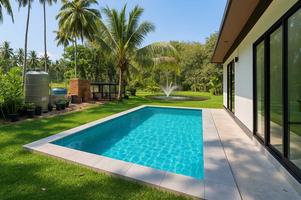 Visualisation of garden pool addition in Thong Krut, Koh Samui