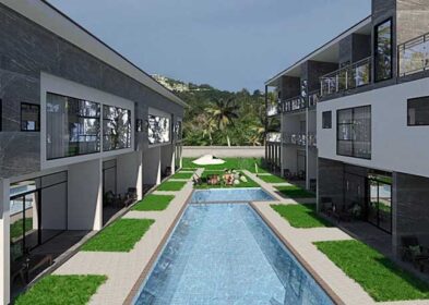 2-bed townhouse exterior in Choeng Mon, Koh Samui – 132 sqm build