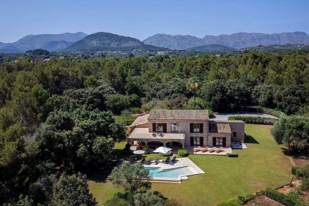 Stone-built finca with pool and gardens in the countryside near Pollença, Mallorca
