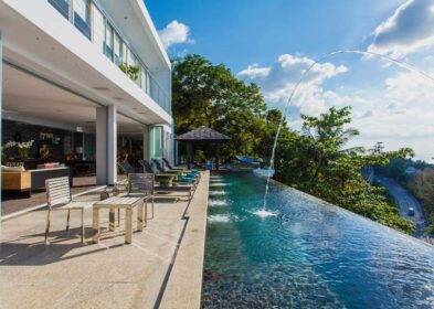 Bluesiam luxury villa with sea view pool and Surin Beach in background