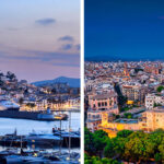 Ibiza Old Town at dusk and Palma de Mallorca