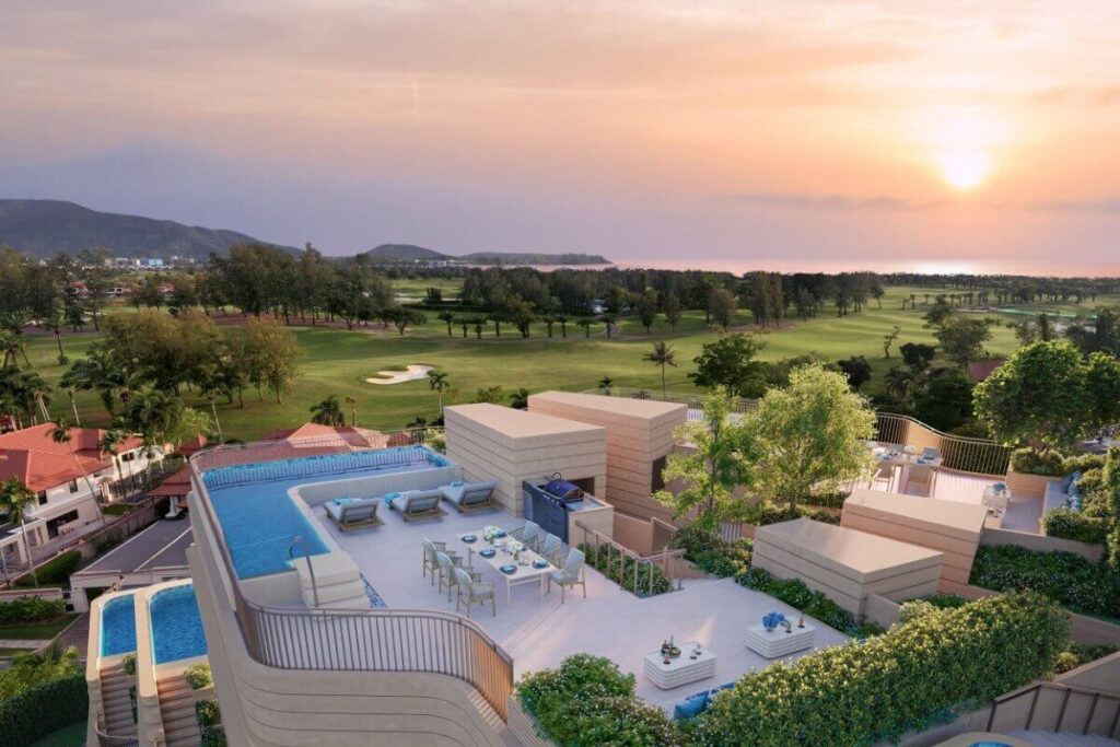 3-bed freehold pool condos overlooking the golf course in Laguna, Phuket