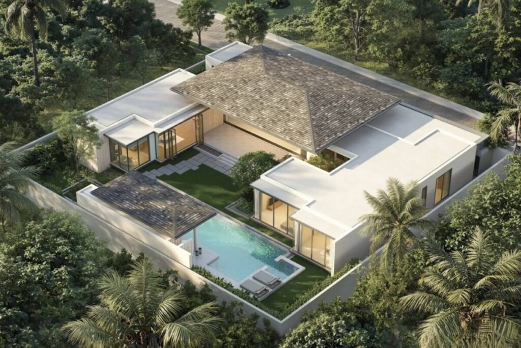 3-4 bed modern pool villas near BISP, Koh Kaew, Phuket, 380 sqm build