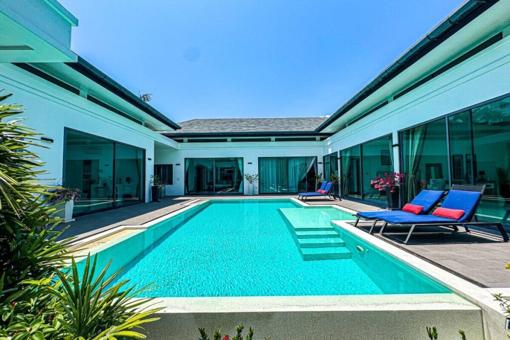 4-bed pool villa on 760 sqm plot in Rawai, Phuket with courtyard layout