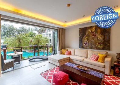 2-bed foreign freehold condo for sale near Nai Thon Beach, Phuket, pool view, low-rise development