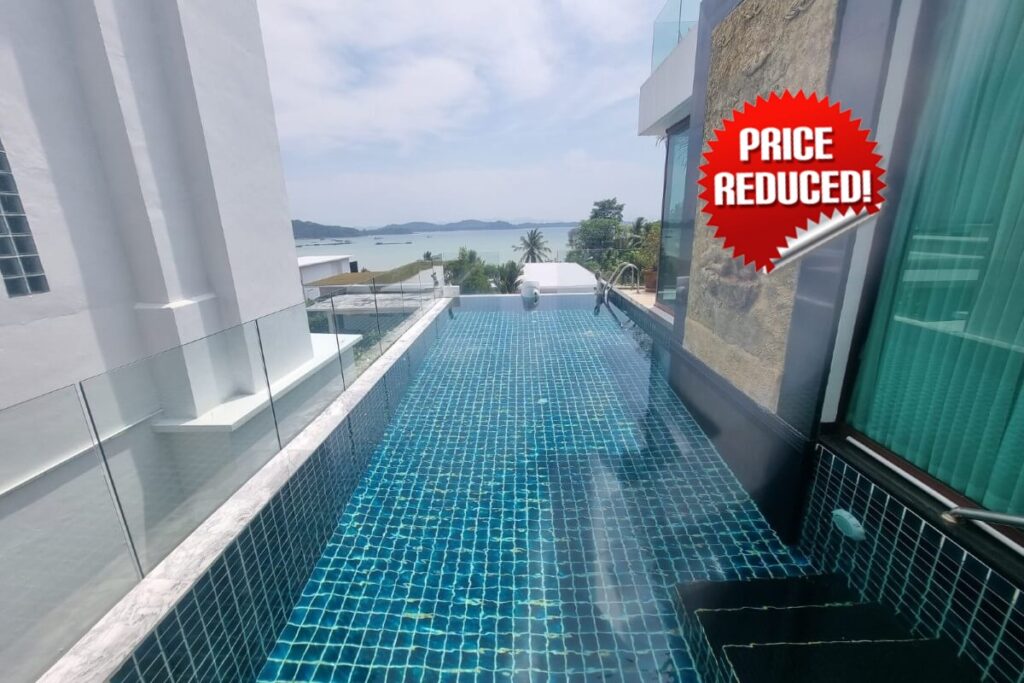 Resale 6-bed sea view pool villa for sale at Ao Po Bay, Pa Klok, Phuket, price reduced