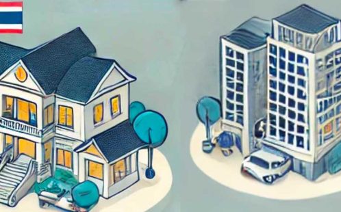 Property ownership in Thailand, a house and a condo building